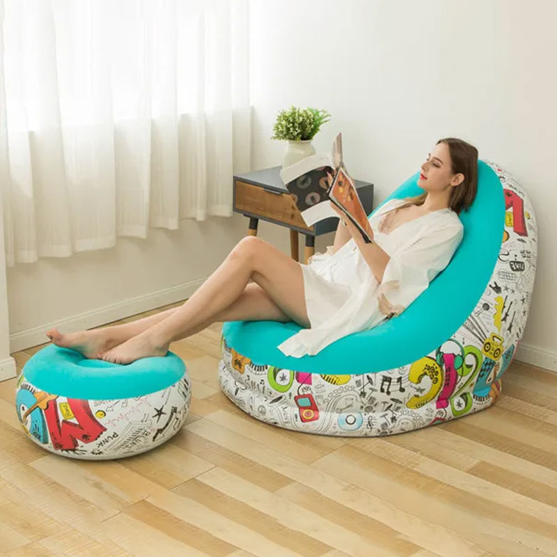 Fauteuil Gonflable avec pouf Bean Bag - Rose - Image 4