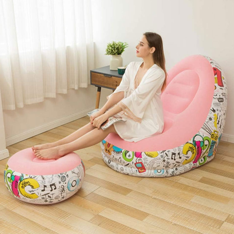 Fauteuil Gonflable avec pouf Bean Bag - Bleu - Image 4