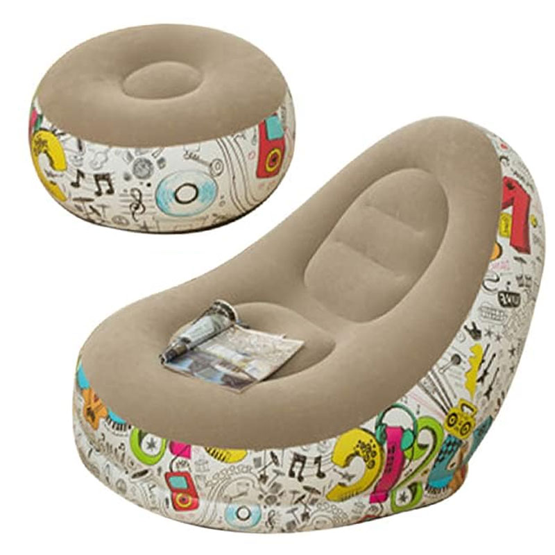 Fauteuil Gonflable avec pouf Bean Bag - Marron
