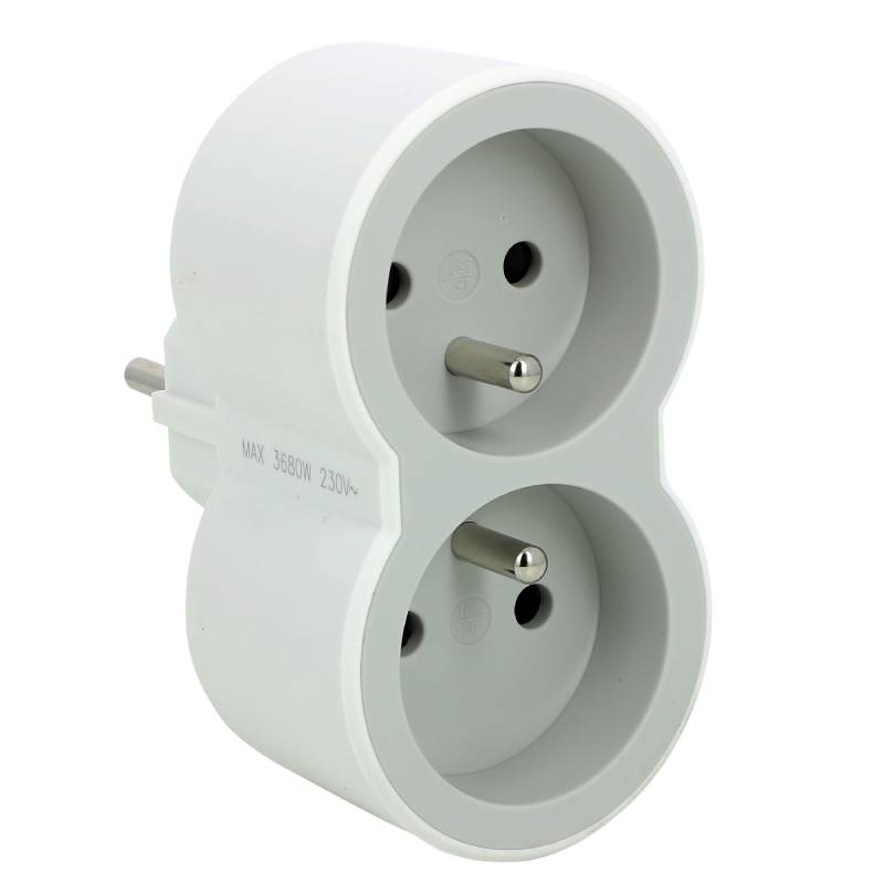 Fiche Multiprises LEGRAND 2X2P+T Fontale - Blanc Et Gris Clair - Image 2