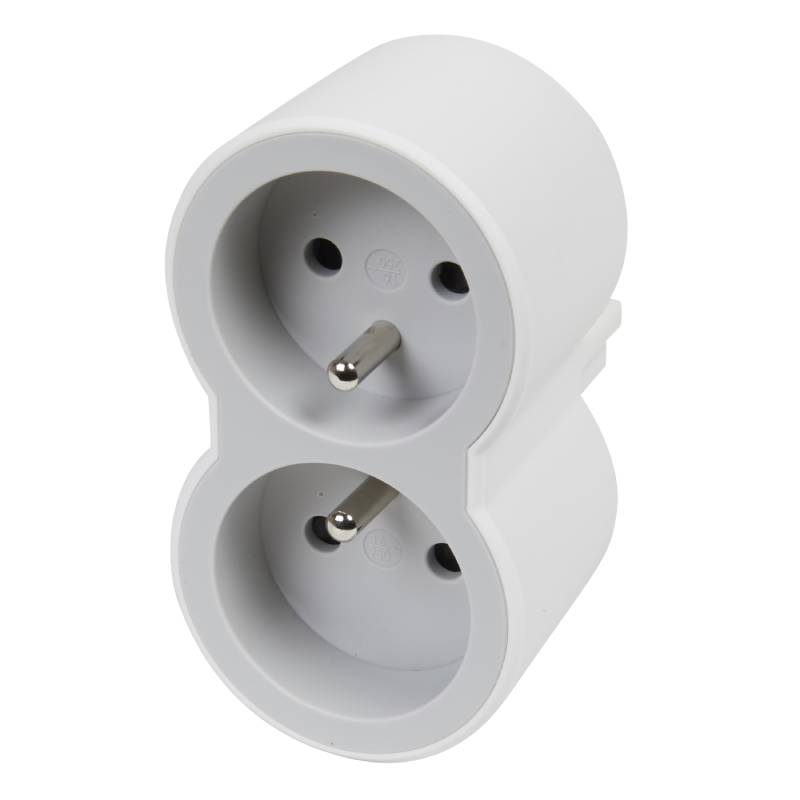 Fiche Multiprises LEGRAND 2X2P+T Fontale - Blanc Et Gris Clair