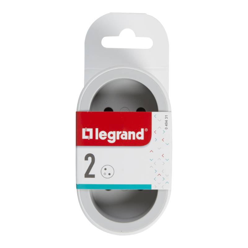 Fiche Multiprises LEGRAND 2X2P+T Fontale - Blanc Et Gris Clair - Image 4