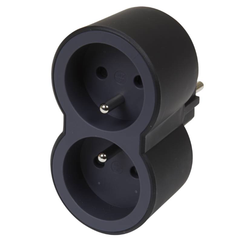 Fiche multiprises LEGRAND Biplite 2x2P+T frontales 3680W - Noir - Image 2