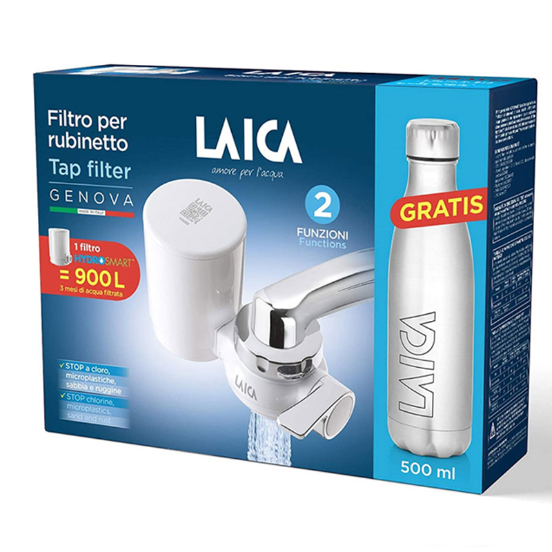 Filtre Pour Robinet LAICA Blanc + Bouteille en verre - Image 3