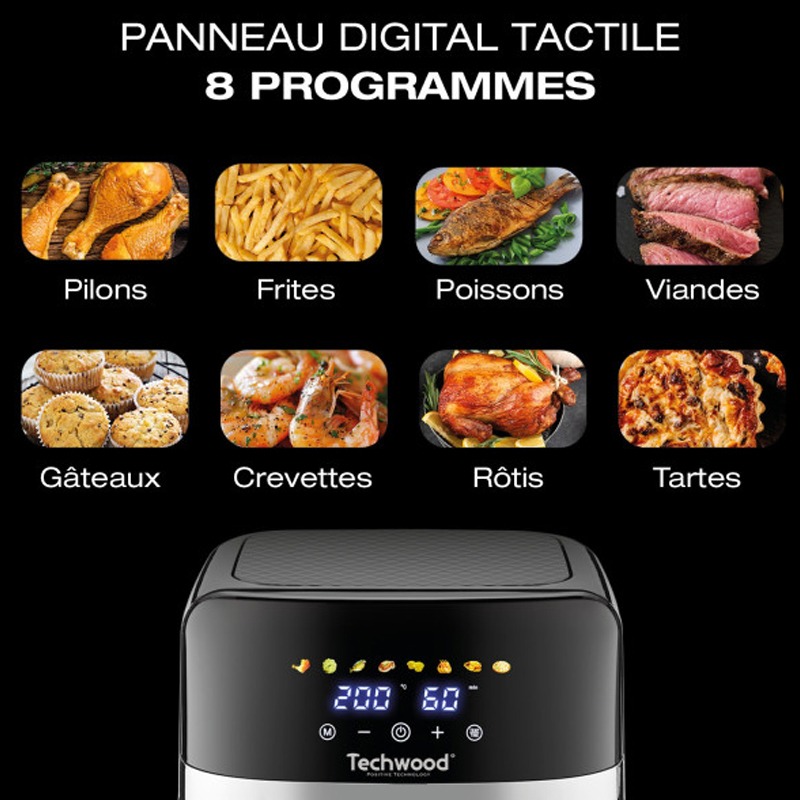 Friteuse Sans Huile TECHWOOD TFR-806SHD 8L - Noir - Image 4