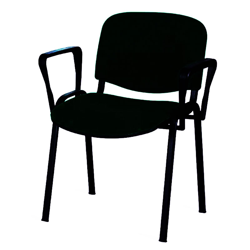 Chaise Visiteur ISO Avec Accoudoirs PVC - Noir