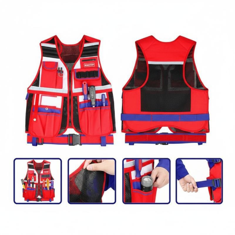 Gilet Outils EMTOP 47x66x3cm ETVT1701 - Rouge & Bleu  - Image 4
