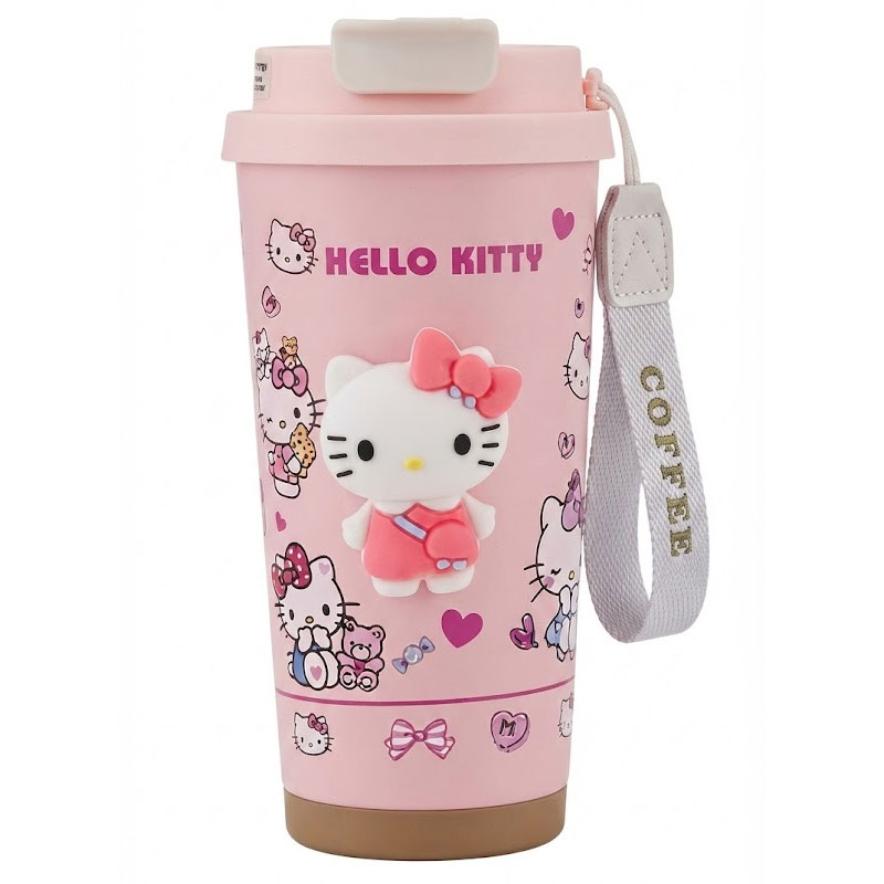 Mug Isotherme Hello Kitty avec Couvercle 500ml Rose