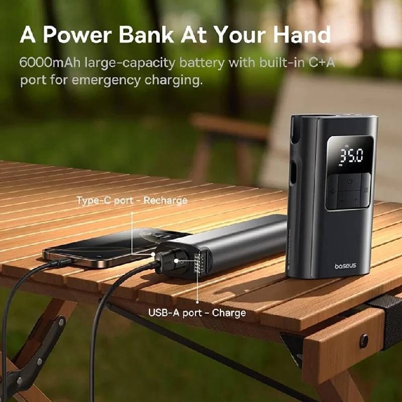 Gonfleur de Pneus Baseus BS-CG034 2en1 avec Power Bank - Image 3