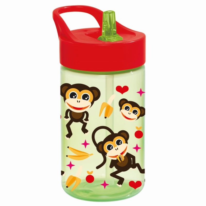 Gourde MONKEY Réutilisable pour Enfant 400ml - Rouge&Vert