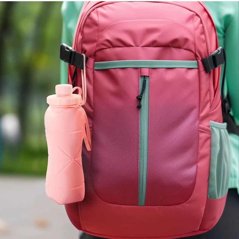 Gourde Pliable en Silicone 600 ml - Rose - Image 3