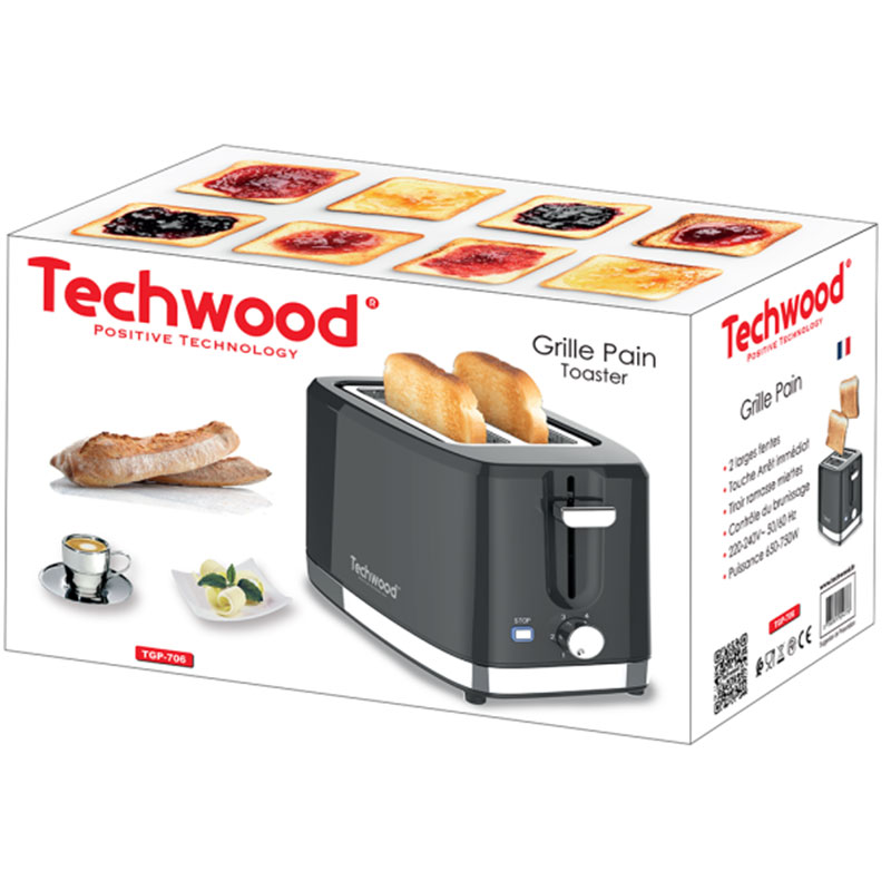 Grille Pain TECHWOOD TGP-706 750W - Noir - Image 2