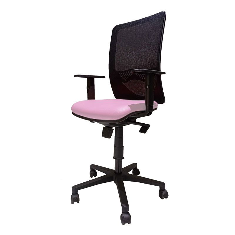 Fauteuil Opérationnel DUKE En Simili Cuir Avec Accoudoirs Réglable - Rose Clair - Image 2