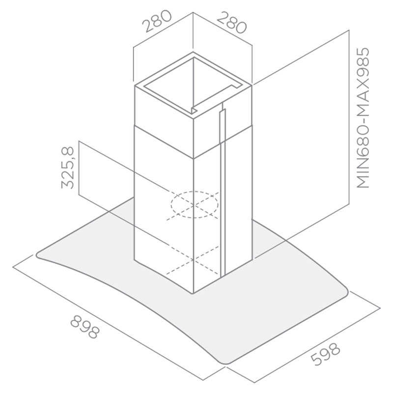 Hotte Centrale FOCUS F915X 90 cm - Inox & Vitre - Image 2