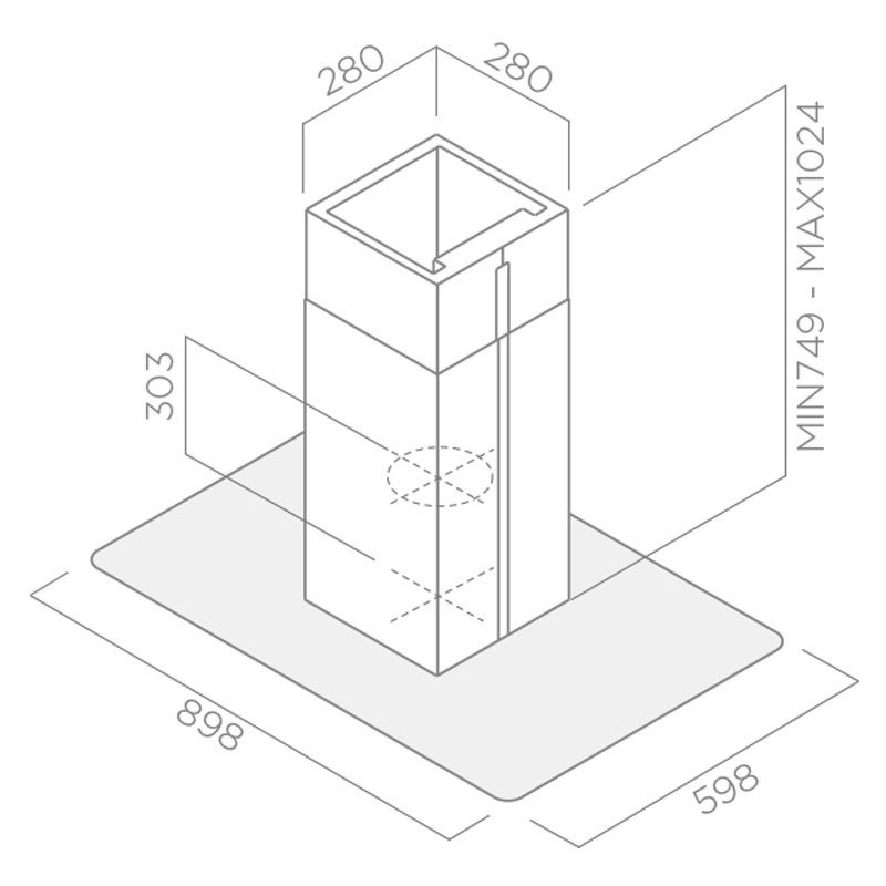 Hotte Centrale FOCUS F917X 90 cm - Inox & Vitre - Image 2