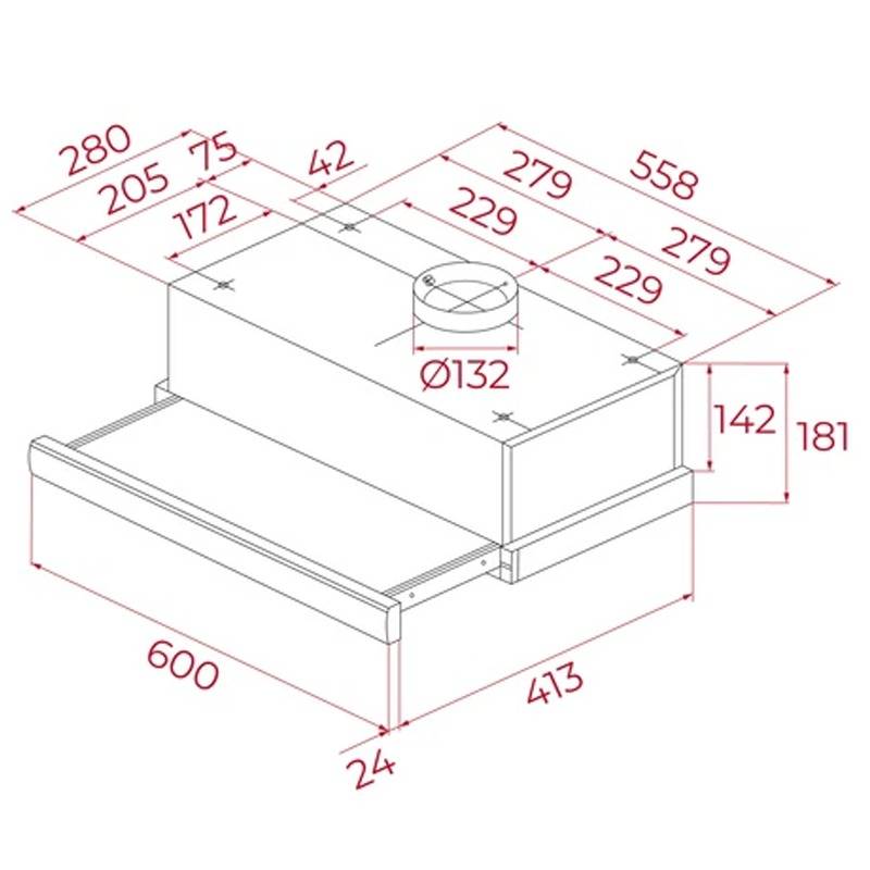 Hotte Encastrable TEK TL6310 332 m³/h 60cm - Inox - Image 3