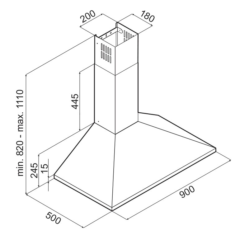 Hotte Pyramide FOCUS F905X 90 cm - Inox - Image 2