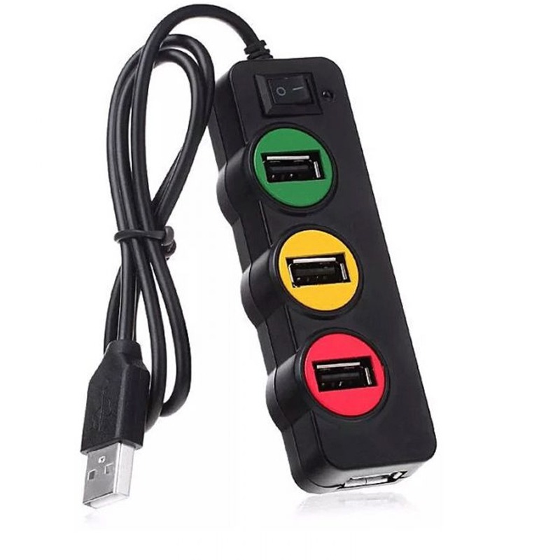 HUB USB 4 ports USB 2.0 avec interrepteur - Noir