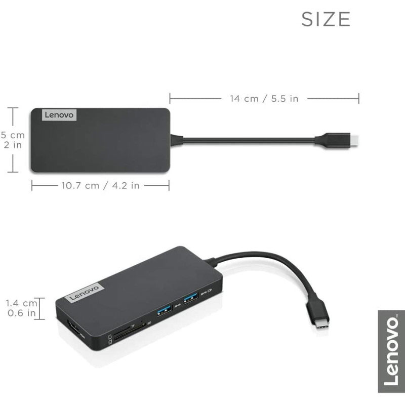 HUB USB-C LENOVO 7 Ports - Noir - Image 3