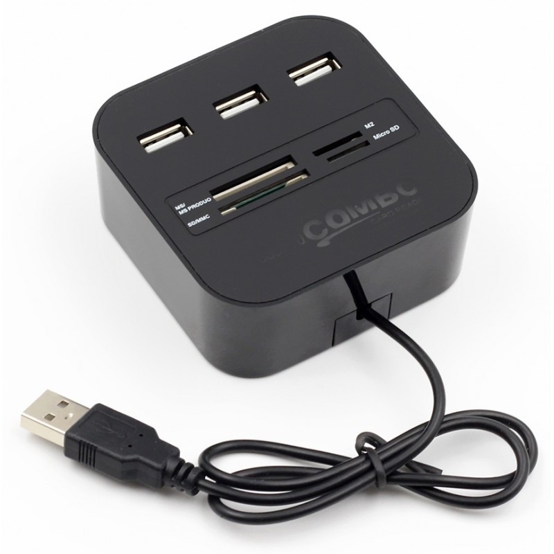 Hub USB COMBO 3 Ports + Lecteur de cartes - Noir - Image 2