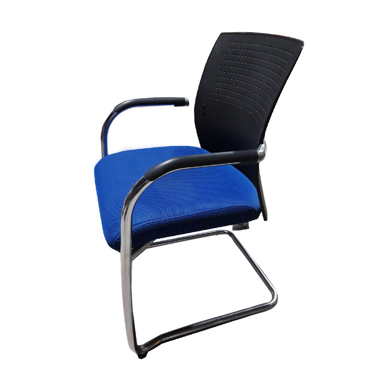 Chaise Visiteur Avec Dossier Perforée & Accoudoirs Fixe - Noir&Bleu (CH0066) - Image 2