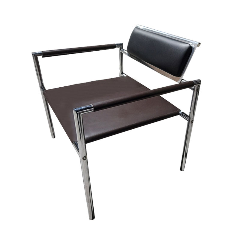 Chaise Visiteur Avec Dossier & Assise Rembourrées En Simili Cuir - Marron - Image 2
