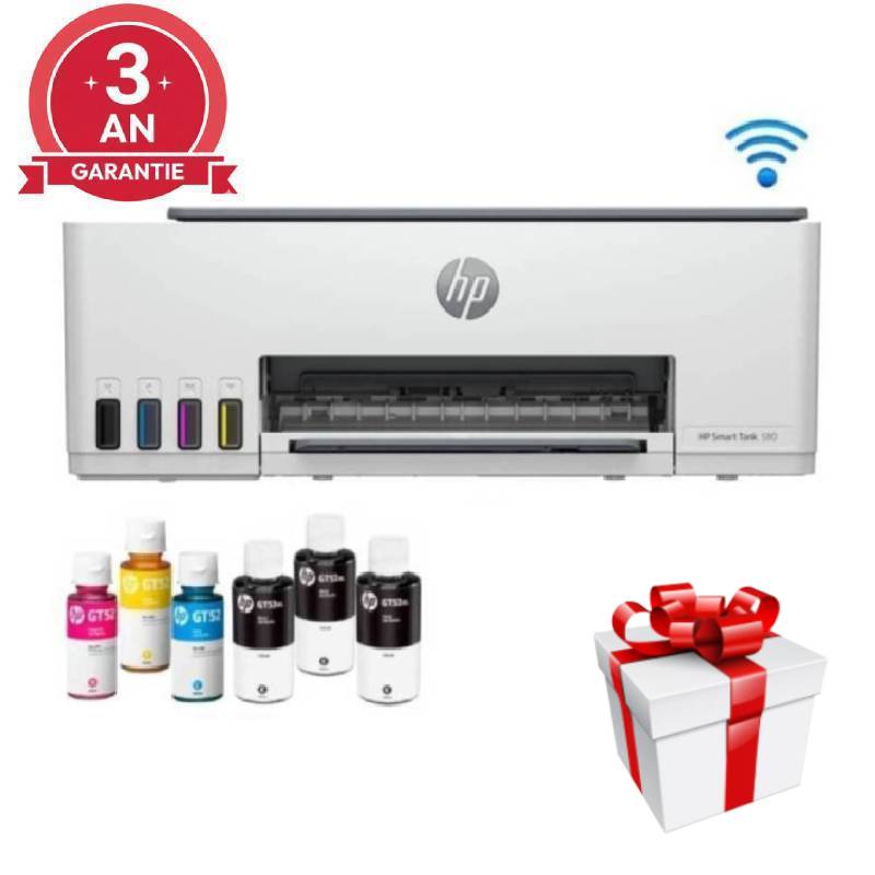 HP Smart Tank Imprimante Tout-en-un 580, Home and home office, Print, copy, scan, Wireless; High-volume printer tank; Print from phone or tablet; Scan to PDF, Photo boutique MyTek chez MyTek