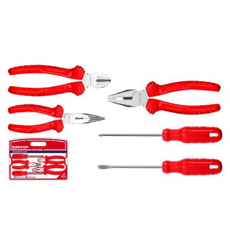 Jeu d’Outils à Main EMTOP 3 Pinces + 2 Tournevis - EPLS0501
