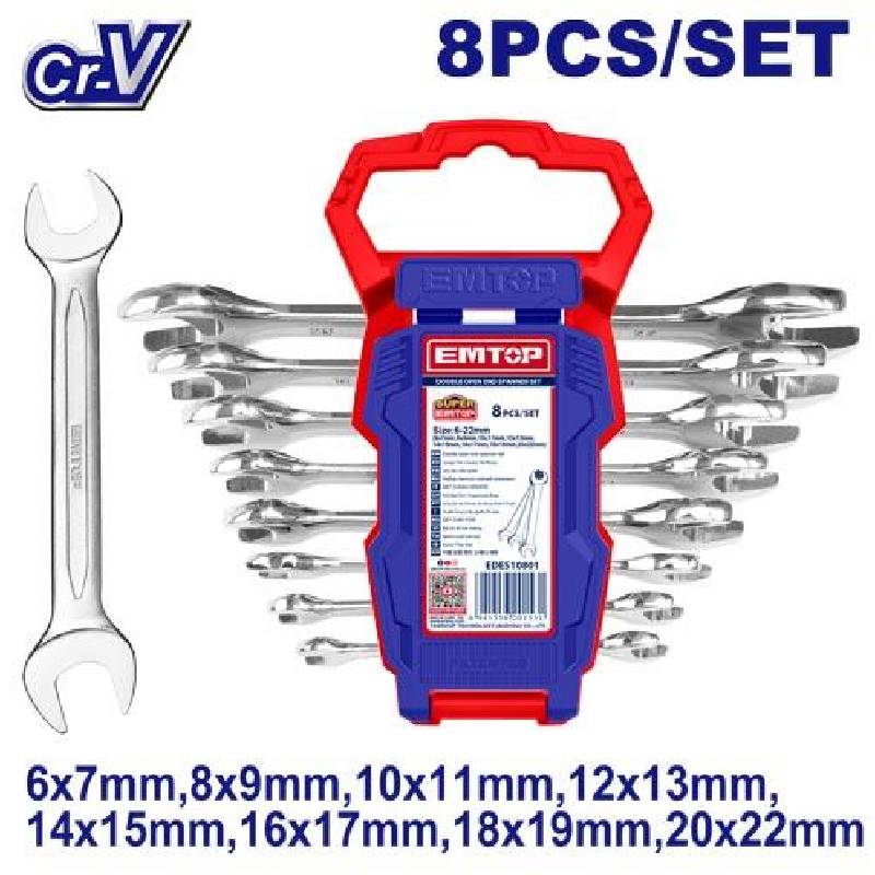 Jeu de 8 clés à fourche EMTOP 6–22 mm - EDES10801 - Image 2