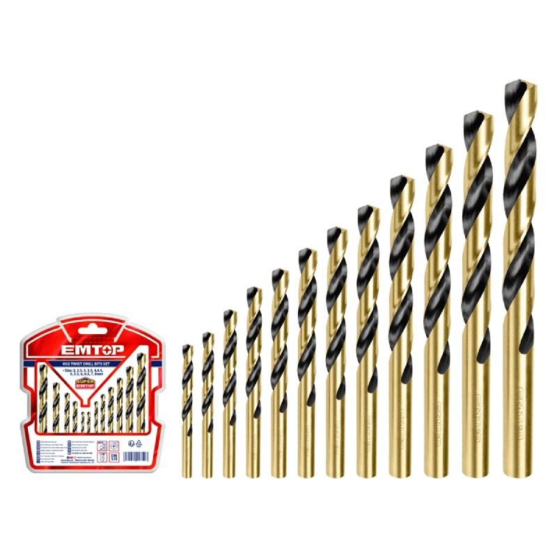JEU DE 12 FORETS MÉTAL EMTOP  HSS 2-8MM ETDBB11125