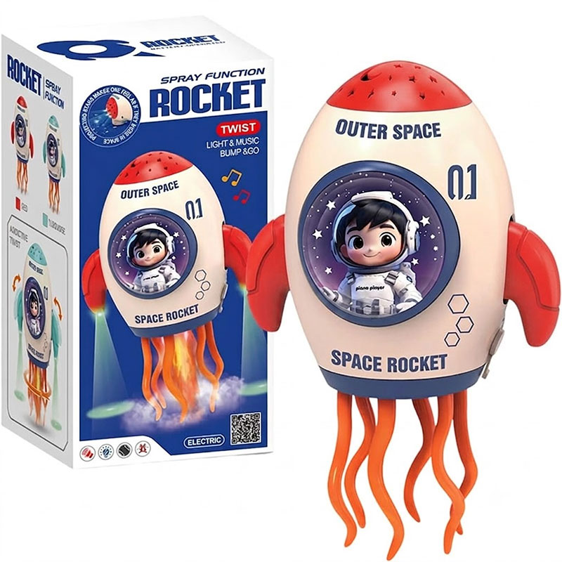 Jouet Bump & Go Space Rocket Musical et Lumineux - Rouge