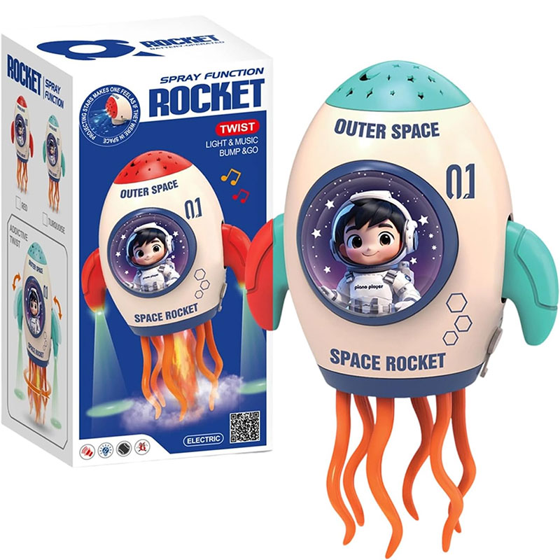 Jouet Bump & Go Space Rocket Musical et Lumineux - Turqoise