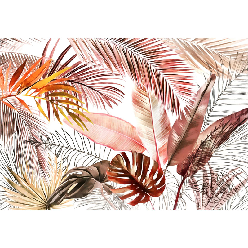 Tableau De Décoration 120 x 80 cm Feuilles D'arbre Rose (KC024-T2)