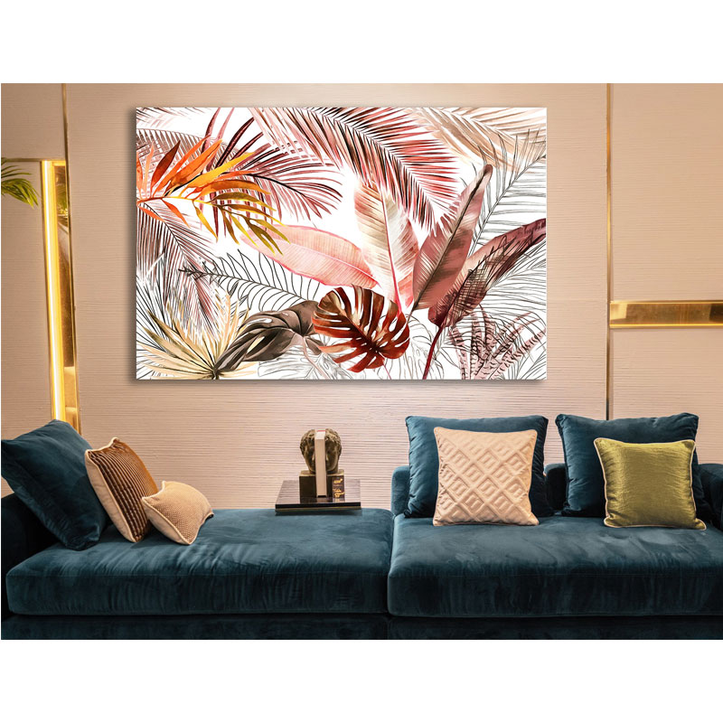 Tableau De Décoration 120 x 80 cm Feuilles D'arbre Rose (KC024-T2) - Image 2
