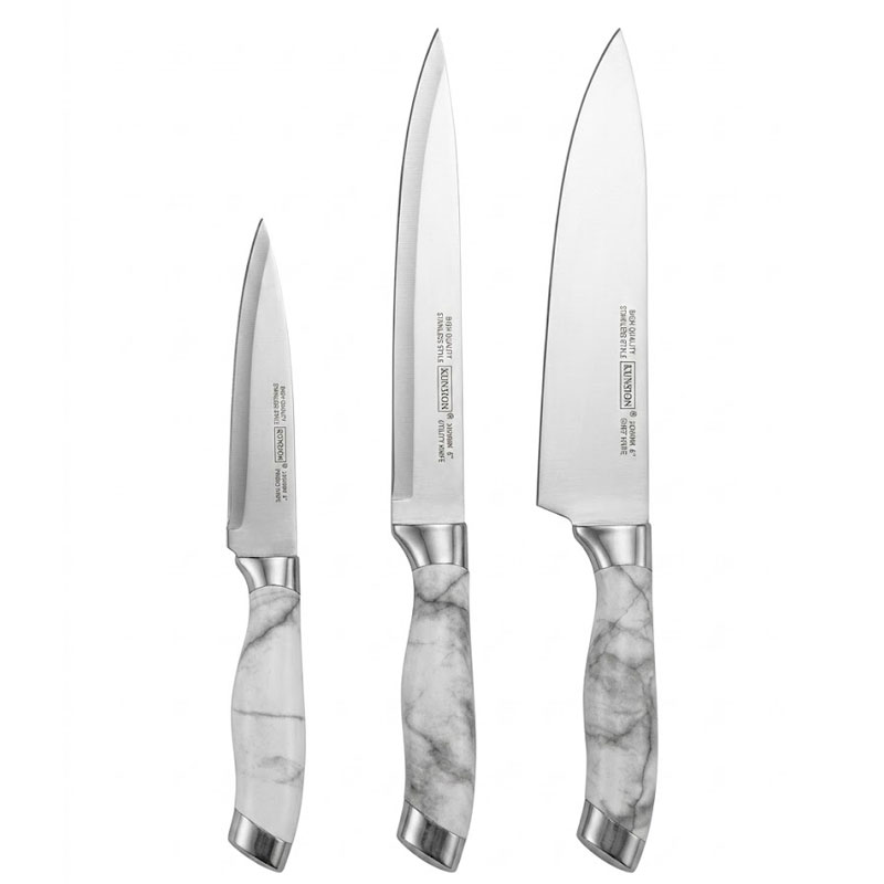 Set De 3 Couteaux Cuisine Premium KUNSION - Blanc Marbre