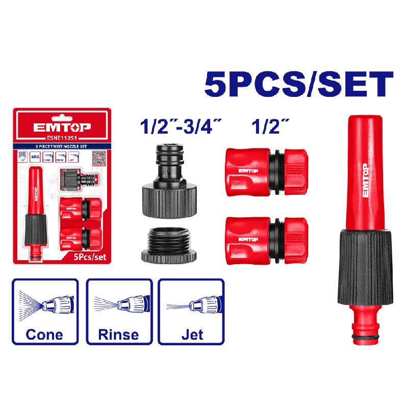 Kit Lance et Raccords d’Arrosage EMTOP ESNE11251 pour Jardin