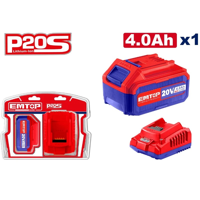 Kit Batterie Et Chargeur P20S Lithium-Ion Emtop - ELBCPK1214 - Image 2