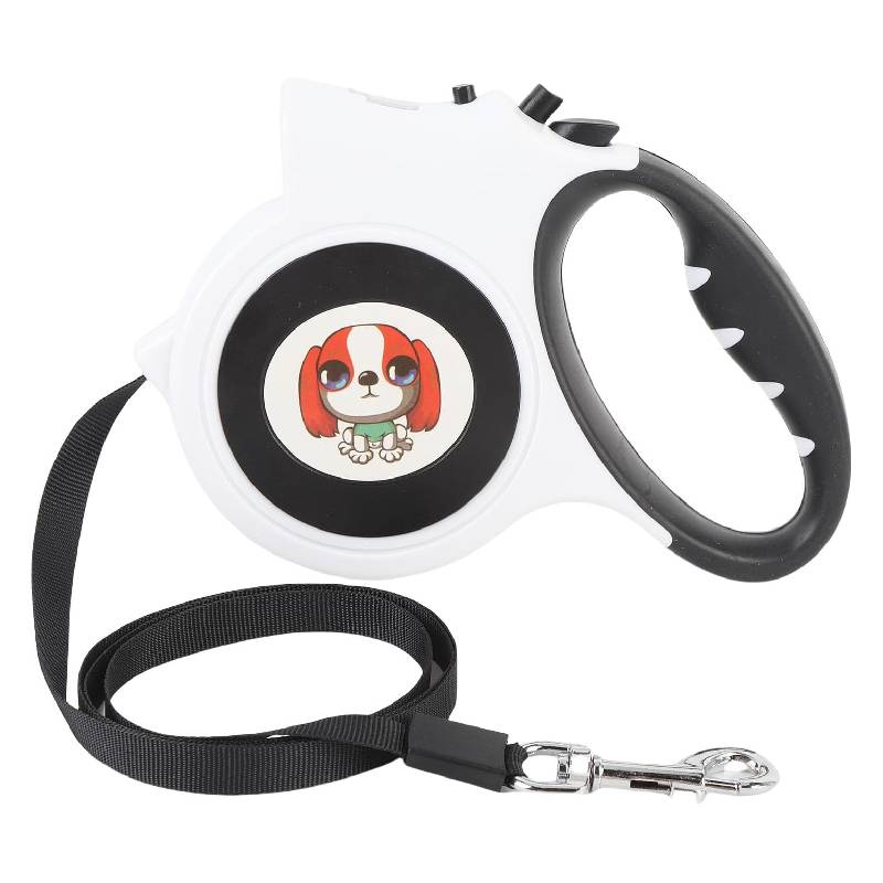 Laisse Extensible FG901 5M avec Enrouleur pour Chien - Blanc