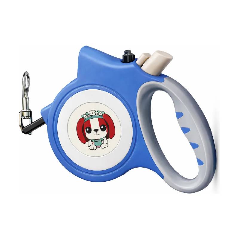 Laisse Rétractable 5M avec Lampe LED Intégrée pour Chien - Bleu
