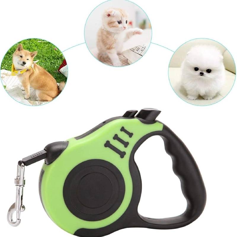 Laisse Rétractable Enrouleur 5M pour Chien - Vert et Noir - Image 2