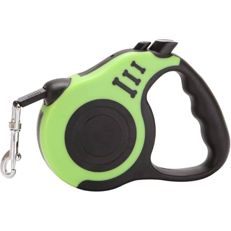 Laisse Rétractable Enrouleur 5M pour Chien - Vert et Noir