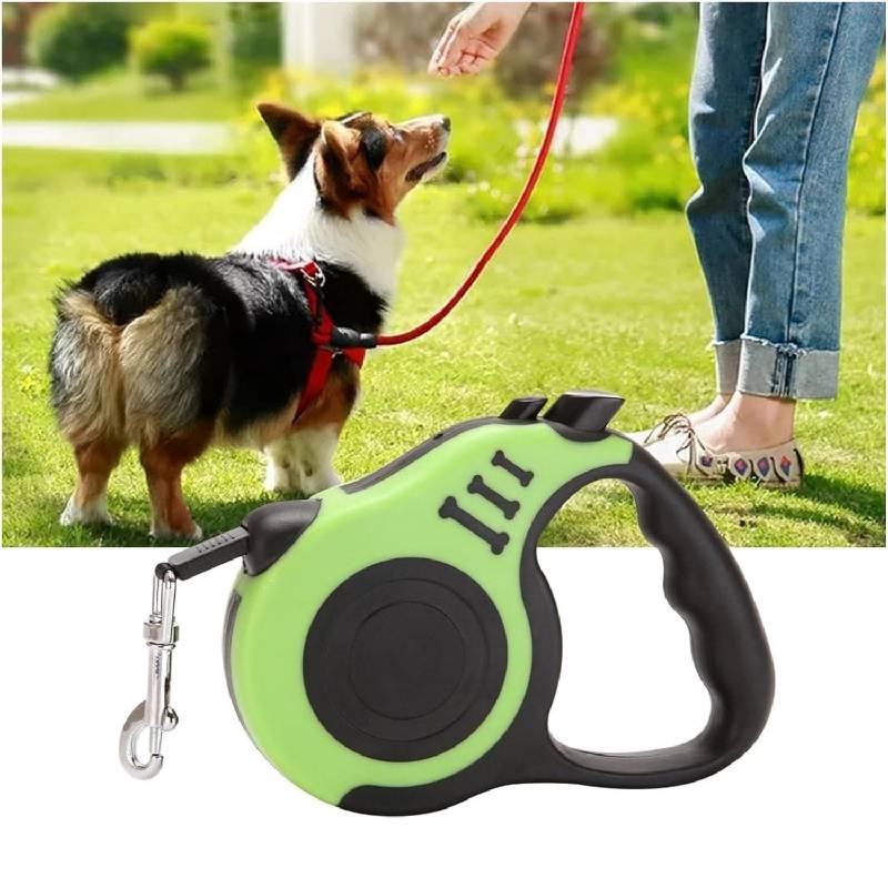 Laisse Rétractable Enrouleur 5M pour Chien - Vert et Noir - Image 3