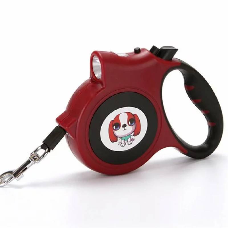 Laisse Rétractable FG901 avec Lampe LED pour Chien 5M - Rouge