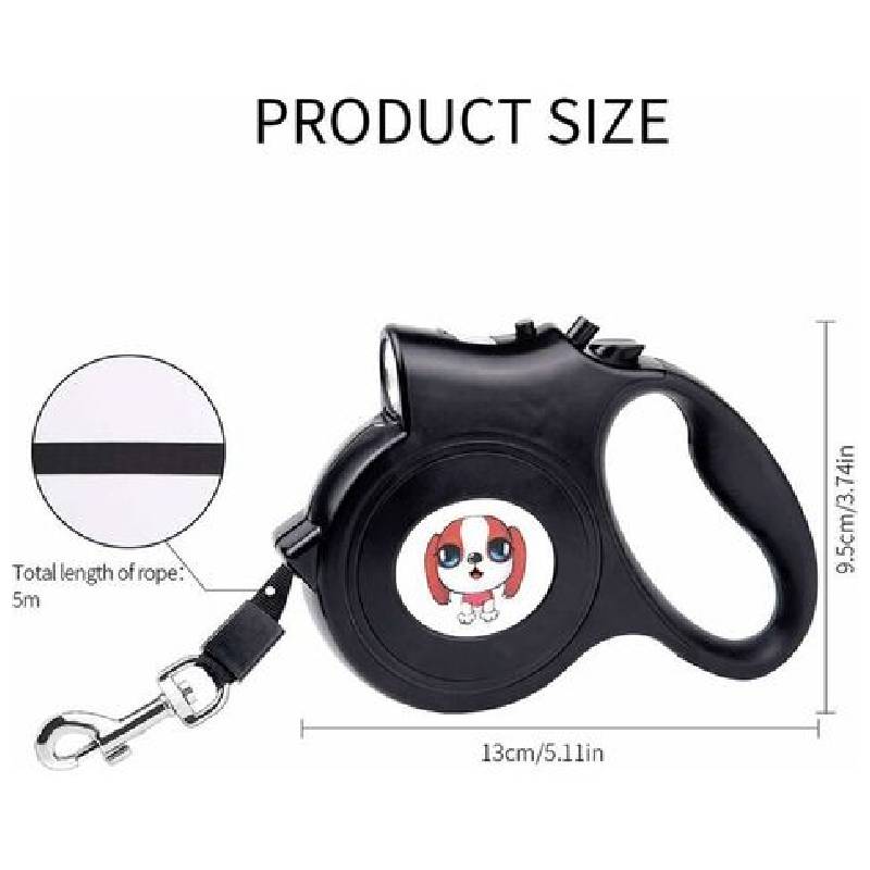 Laisse Rétractable FG901 Extensible pour Chien 5M - Noir - Image 3