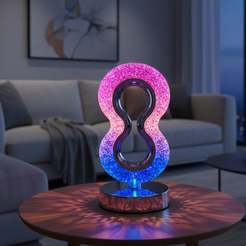Lampe de Table LED Cristal Sans Fil Forme Huit - Image 2