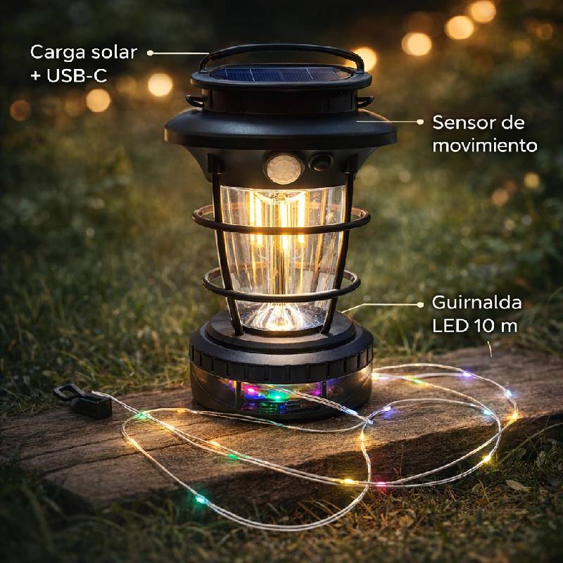 Lampe Solaire Multifonction JF-8819 avec Guirlande LED 10M - Image 3