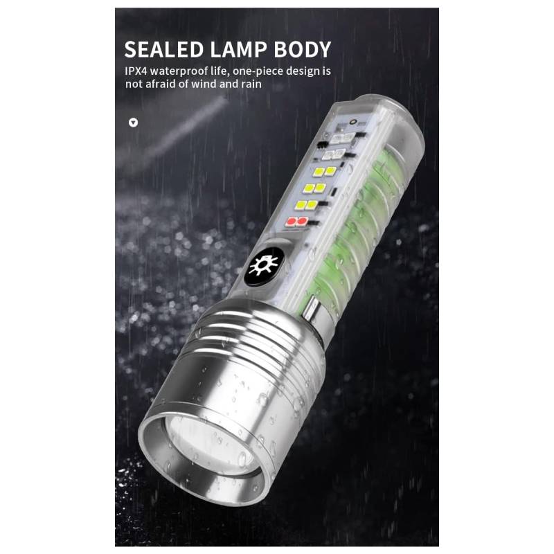 Lampe Torche LED Rechargeable 30W Multifonction - Argent - Image 2
