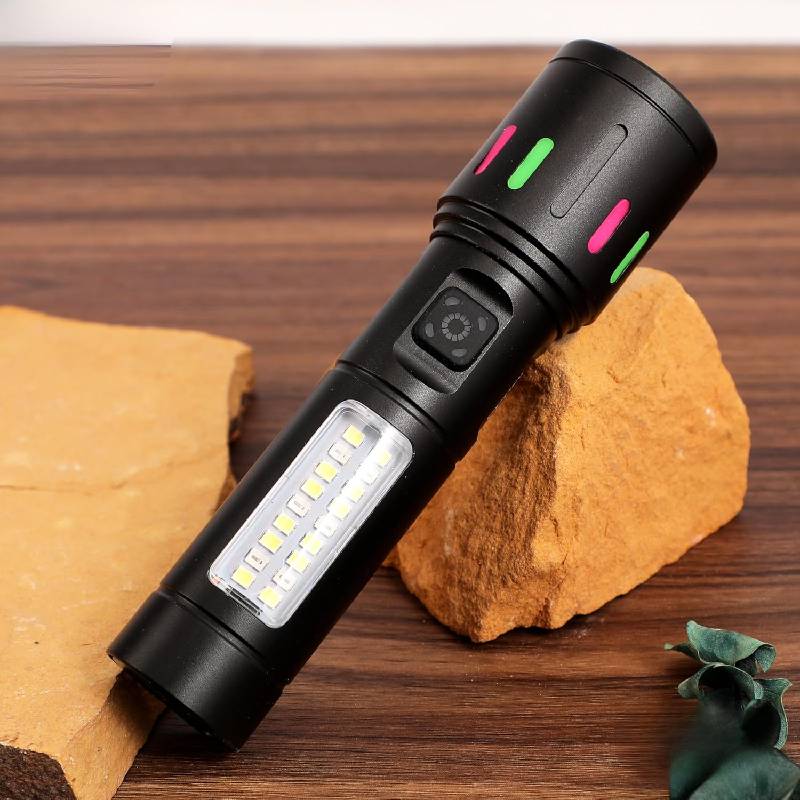 Torche LED Rechargeable USB 15W avec Éclairage COB Latéral - Noir - Image 3