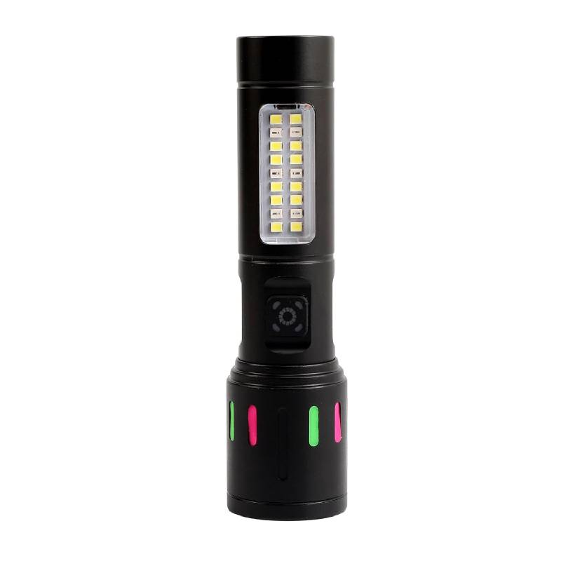 Lampe Torche LED Rechargeable Waterproof avec 6 Modes d'Éclairage - Noir