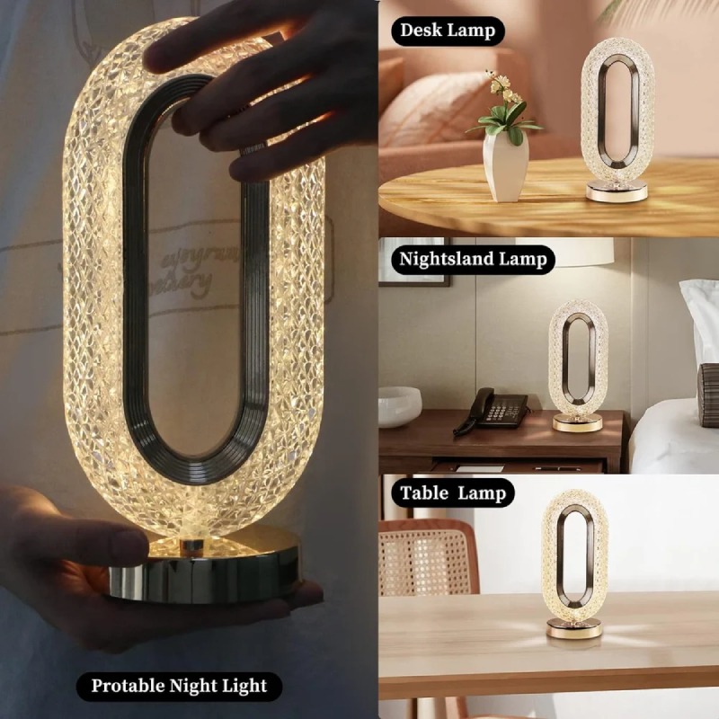 LAMPE DE TABLE LED CRISTAL SANS FIL TACTILE OR LUXE XL - Image 4